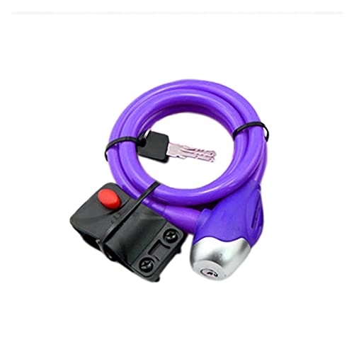 Bike Lock : YOUPING 1 Set Blue / Purple / Green / Pink / Orange Universal Anti-Theft Bike Lock Spiral Steel Cable Hamburg-Lock With 2 Keys & Mount Bracket (Color : Purple)
