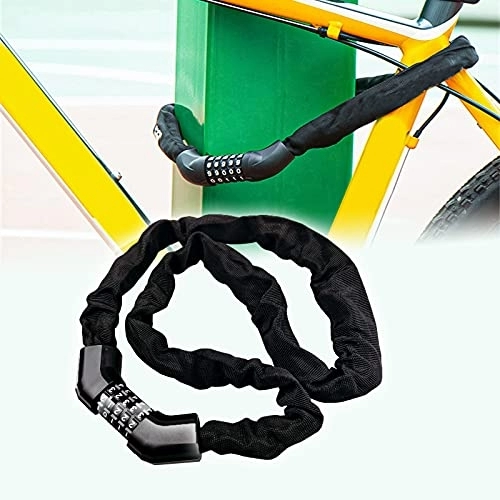 Bike Lock : YUANMAO Bike Lock 1 Meter, 5-Digit Resettable Combination, Bicycle Steel Lock Chain Lock for Motorcycle MTB Road Bike 1M