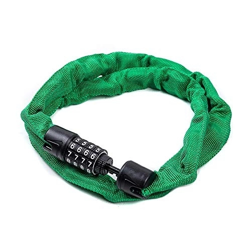 Bike Lock : YUXIN ZHAOCHEN Bicycle Chain Lock 4-digit Combination Anti-theft Trolley Security Code Password Steel Lock Cycling bicycle lock (Color : Green)