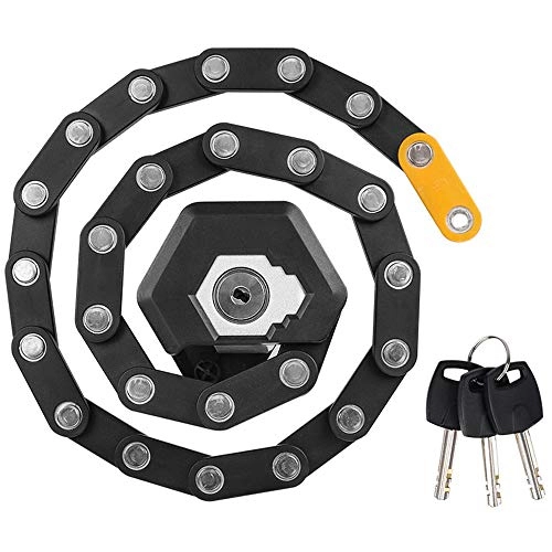 Bike Lock : YWZQ Chain Lock, Foldable Bike Lock with 3 Keys Alloy Anti-Theft Strong Secure Bicycle Lock Mount Bracket