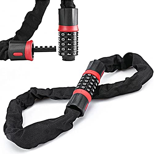 Bike Lock : YYQQ Bike Chain Lock Heavy Duty, Scooter Lock Anti Theft, 5-Digit Resettable Combination Bicycle Lock Heavy Duty Anti-Theft Bike Chain Lock Best for Bicycle, Motorcycles, Scooters, Outdoors, 90cm