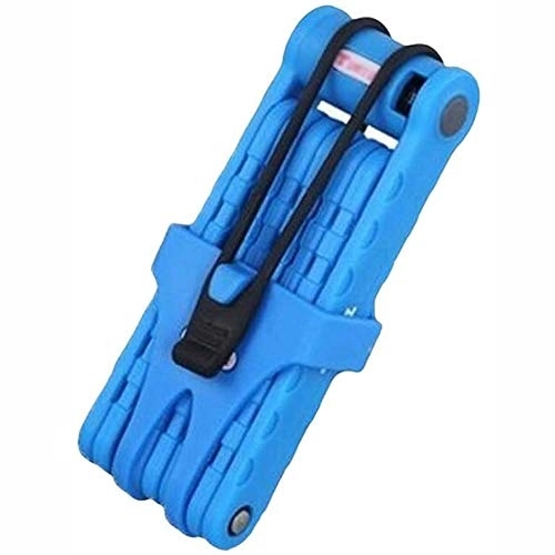 Bike Lock : ZBQLKM Folding Bike Lock, Heavy Duty Alloy Steel Structure Foldable Chain Bicycle Locks, Portable Mountain Bicycle Lock Cycling Accessories (Color : Blue)