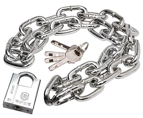 Bike Lock : zeng Security Chain and Lock Kit, Motorcycle Lock, Bike Locks Heavy Duty Anti Theft, Motorcycle Helmet Lock, Bike Lock with Key, , Fences, Glass Doors, Safety Chain Locks (8x800mm)