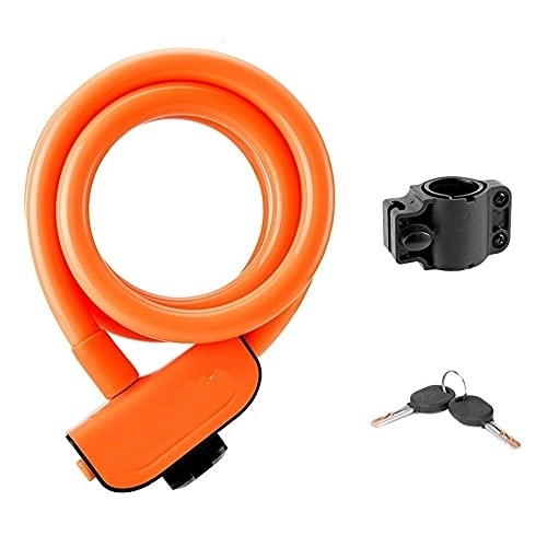 Bike Lock : ZEWEZ Bicycle Lock Bike Portable Anti-theft Ring Lock MTB Road Cycling Cable Lock Motorcycle Vehicle Bicycle Accessories (Color : RKS515-OR)