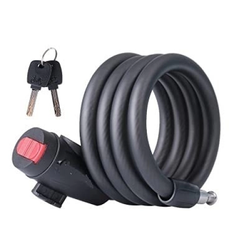 Bike Lock : ZEWEZ Bicycle Lock Coiled Bike Steel Cable Lock Anti-theft Cycling Password Code Lock Motorcycle Electric Bicycle Accessories (Color : Key-1.2m)