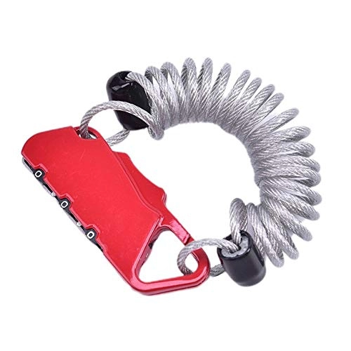 Bike Lock : ZHANGLE Bike Lock Spring Disc Cable Wire Security Lock Portable Spring Anti-theft Bicycle Code Lock Mini 3 Digits Combination Password (Color : Red)