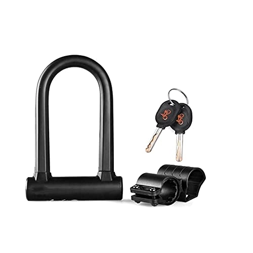 Bike Lock : ZHANGQI jiejie store 16mm U Bar Bike Lock Anti-Theft Bicycle U Lock With Mount Bracket And 2 Keys Heavy Duty Steel Security Bike Cable U-Locks Set (Color : Black)