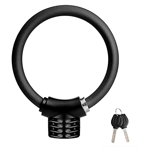 Bike Lock : ZHANGQI jiejie store Bicycle Lock, Portable Ring Safety Anti-Theft Tamper Proof Shear Resistance Thickened Steel Cable Alloy Reflective Strip (Color : Black)
