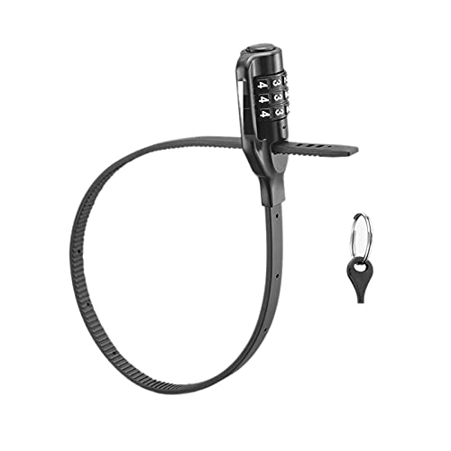 Bike Lock : ZHANGQI jiejie store Bike Cable Lock Multi Stable Bicycle Helmet Lock Password Cycling Lock Fit For MTB Road Bike (Color : Black)