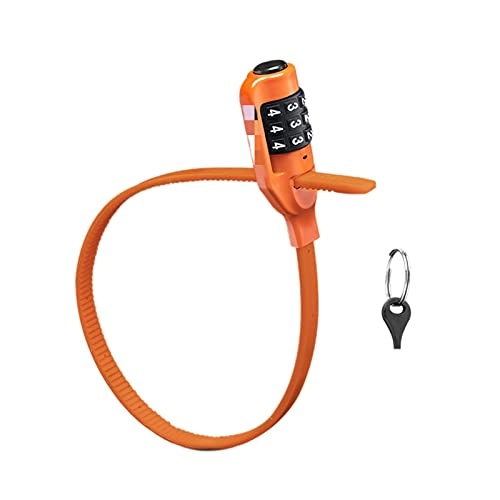 Bike Lock : ZHANGQI jiejie store Bike Cable Lock Multi Stable Bicycle Helmet Lock Password Cycling Lock Fit For MTB Road Bike (Color : Orange)