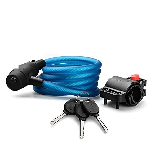 Bike Lock : ZHANGQI jiejie store Bike Lock 1.8m 1.4m Bicycle Cable Lock Anti-theft Lock With 3 Keys Cycling Steel Wire Security MTB Road Bicycle Locks (Color : Blue Key 180cm)
