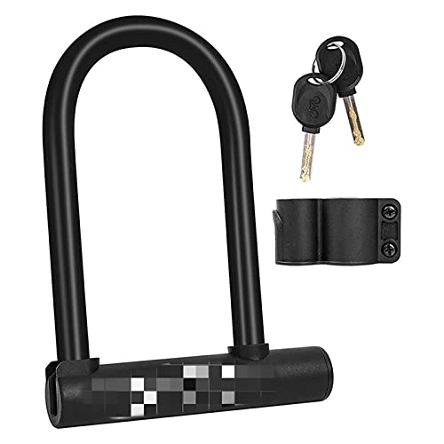 Bike Lock : ZHANGQI jiejie store Bike U-Lock With 2 Keys, Heavy Duty Security Anti-Theft Lock, PVC Waterproof Bicycle Lock Fit For MTB, Road Bikes (Color : Black)