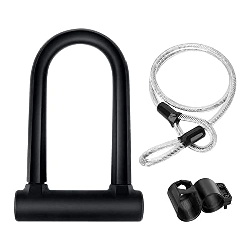 Bike Lock : ZHANGQI jiejie store Security U Cable Bike Lock With 4Ft Flex Bike Cable And Sturdy Mounting Bracket Fit For Road Bike Mountain Bike Folding Bike (Color : Black)
