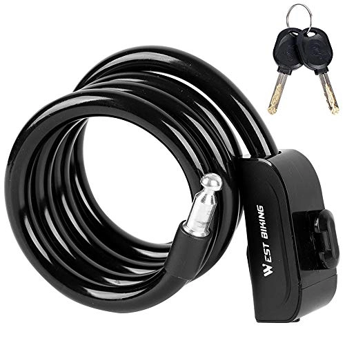 Bike Lock : ZHHAOXINPA Bicycle Lock 120cm Cable Lock with 2 Keys and Metal Cable Bicycle Lock Heavy Load, Safe Combination for Bicycle Tricycle Scooter, Black