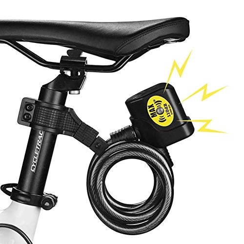 Bike Lock : Zidao Bicycle lock alarm, alarm volume 110 Db, Waterproof chain lock, for bicycle motorcycles gates Fences glass doors, Black