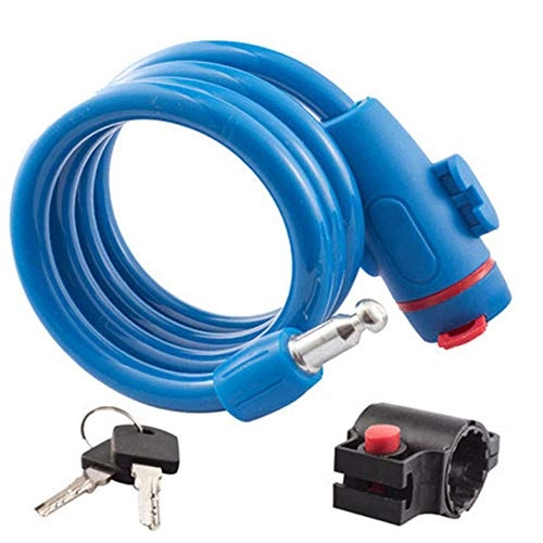 Bike Lock : ZKDY Bike Lock Cable Bike Cable Basic Self Coiling Resettable Combination Cable Bike Locks With Mounting Bracket-Blue