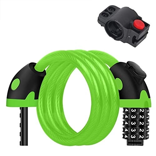 Bike Lock : ZNQPLF Mountain Bike Lock 5 Digit Code Combination Lock Anti-theft Cycling Bicycle Locks Bicycle Accessories (Color : Green (125cm))