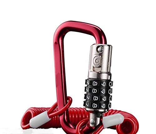 Bike Lock : ZOUYY Bicycle Lock 4 Digit Password Anti-Theft Steel Cable Helmet Lock Bags Backpack Padlock Bicycle Accessories, red