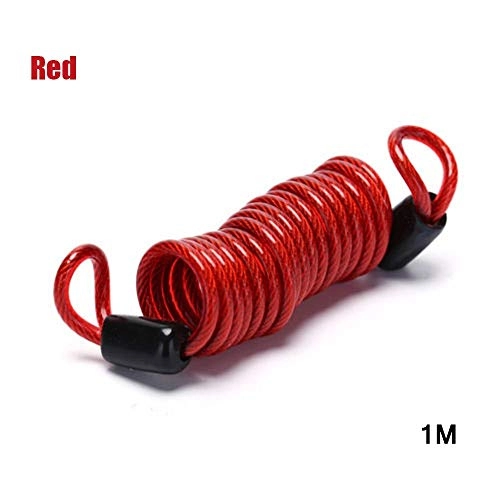 Bike Lock : ZSAIMD 1.5M Bike Spring Cable Lock Anti-Theft Rope Alarm Disc Lock Bicycle Security Reminder Motorcycle Theft Protection for Mountain Bike Road Bike Commute Bike, Kid's Bike (Color : Red)