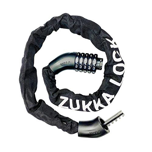 Bike Lock : ZUKKA Bike Chain Lock, 5 Digit Resettable Combination Password Bicycle Lock, Heavy Duty Anti-Theft Cycling Cable Locks