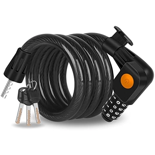 Bike Lock : ZXJJD Bike Lock, Bike Security Cable Lock with 5-Digits Codes Combination, with Mounting Bracket for Bike, Motorcycle, Scooter, Door, Gate Fence, 120cm
