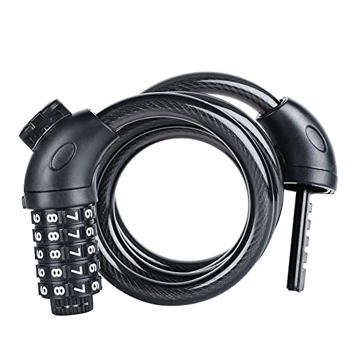 Bike Lock : ZYLEDW Bike Cable Basic Self Coiling Resettable Combination Cable Bike Locks No Key Bicycle Accessories
