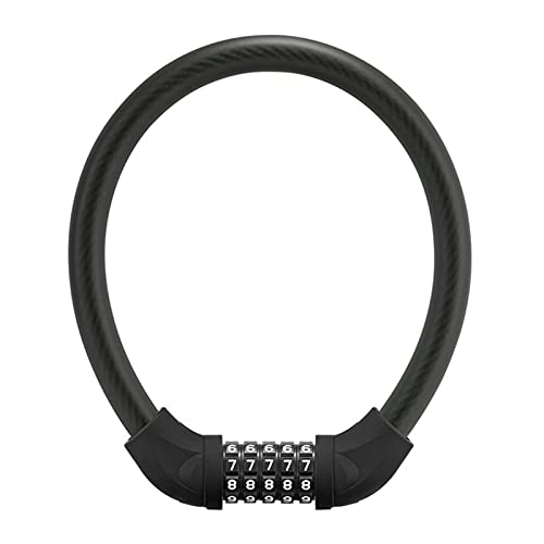 Bike Lock : ZZHH 5-Digit Password Bicycle Code Lock Mountain Bike Portable Security Anti-Theft Cable Lock Steel Wire Lock (Color : Black)