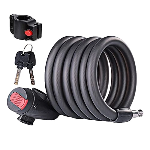 Bike Lock : ZZHH Anti-Theft Spiral Cable Lock, Bicycle Lock with Key, Bike Padlock 180 cm Bicycle Accessories