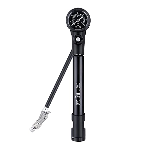 Bike Pump : 2-in-1 Bike Tire Pump & Shock Pump for Mountain, 300 PSI High Pressure for Rear Shock & Suspension Fork, Lever Lock on Nozzle No Air Loss, Comes with Mounting Bracket