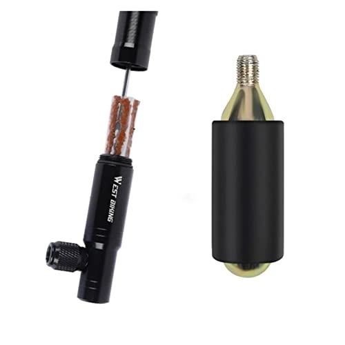 Bike Pump : 2 In 1 Portable Mini Bike Pump CO2 Inflator Bicycle Tubeless Presta & Schrader Valve MTB Cycling Air Pump Tire Repair Tool (Color : Black)