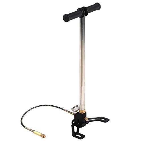 Bike Pump : 3 stage Hand Pump High Pressure Floor Pump with Pressure Gauge Bicycle Pump for all Valve Types