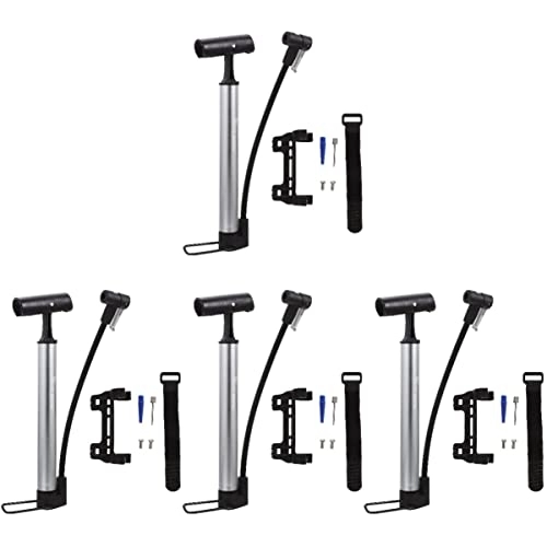 Bike Pump : 4sets For Lightweight Pressure Vertical of Portable Inflator Mountain Mini Professional Front Aluminum Accessories Volume Pump Bike Cycling High Foot Fork Ball Alloy Floor