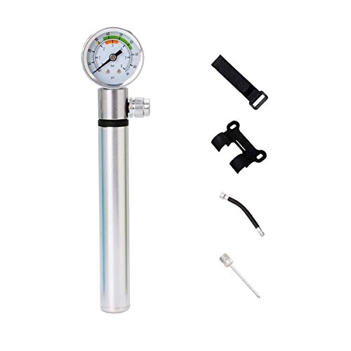 Bike Pump : 88PSI Floor Pumps, Portable Lubrication Bicycle Pump, Hand Pump With Ball Needle and Pressure Gauge for Bikes, Ball, Inflatable Boat, Swim Ring (Silver)