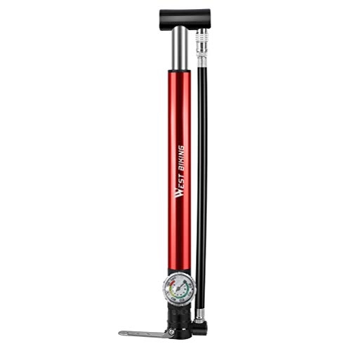 Bike Pump : ABOOFAN High Pressure Inflator Portable Bike Pump Air Pump Tire Pump (Red)