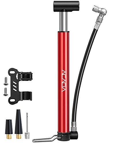 Bike Pump : ACACIA Mini Floor Bike Pump Fits Schrader and Presta 130 PSI High Pressure Bicycle Air Pump with Mounting Bracket for Bike Tires (Red)