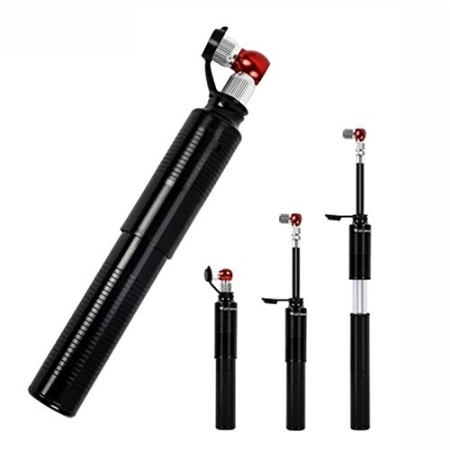 Bike Pump : Air Pump for Road Portable Bicycle Pump Aluminum Alloy Tire Tube Mini High Pressure Hand Pump Inflator Bike Tire Pump (Color : Red, Size : One size)