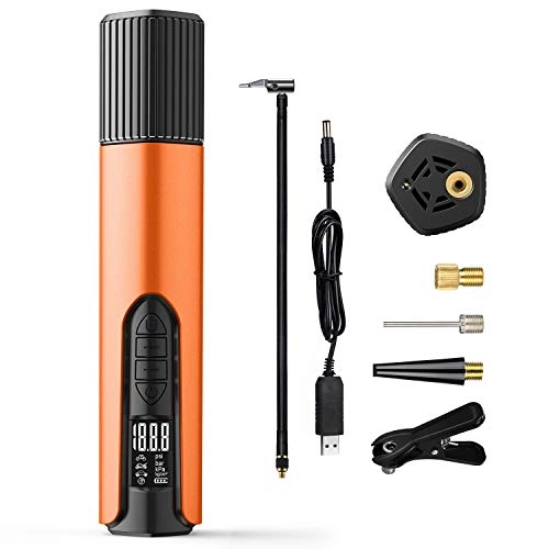 Bike Pump : AIRXWILLS 150 PSI Electric Bike Pump - Portable Air Compressor, Cordless Auto-Off Tyre Inflator with Rechargeable Li-ion Battery, for Cars Motorbikes Balls and All Bikes