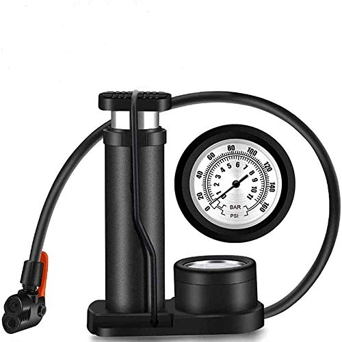 Bike Pump : AKARY Bicycle Pump Portable Travel Mini Compact Aluminum Alloy Floor Foot Air Bicycle Pump Equipped with Pressure Gauge Gas Ball Needle Compatible with Presta and Schrader Valve for All Bike