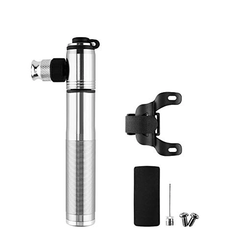 Bike Pump : ALBPU 2 In 1 Mini Bike Energy Pump Portable Manual Lightweight Bicycle Tyre Pump For Road & Mountain & BMX Bikes, Fit Gas Bottle Bike Frame-Mounted Pumps (Color : Silver, Size : 14cm)
