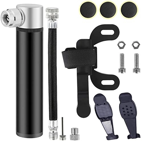 Bike Pump : AlfaView Bike Pump, Portable Mini Bicycle Tire Air Hand Pump, 120 PSI Bicycle Air Pump with Universal Schrader and Presta Valve, Free Patch Kit, Frame Mounted Air Pump for Various Bicycle Tires and Balls