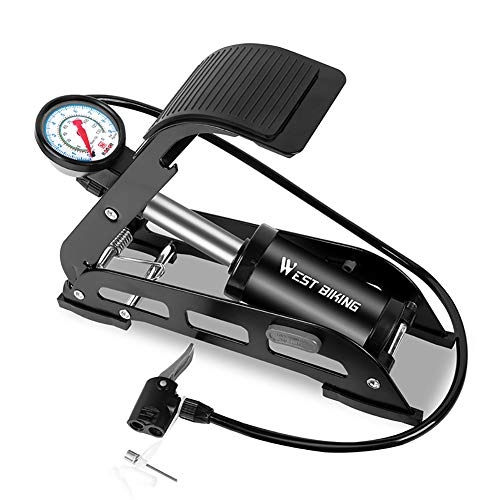 Bike Pump : Asolym Pedal Portable Pump, Portable Floor Bike Pump with Accurate Pressure Gauge & Smart Valves, 130 psi Floor Pump for Bicycles, Motorcycles, Cars, Balls and Other Inflatables