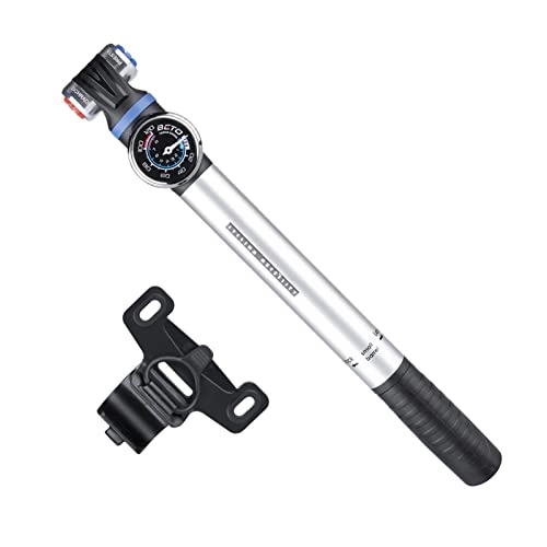Bike Pump : ATHERR Bike Pump - Portable Aluminum Alloy Inflator with Pressure Gauge | Mini Handheld Tire Inflator Device for Road Mountain Bicycles
