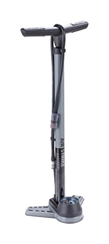 Bike Pump : BBB Cycling Unisex – Adult's Bike Foot Pump with High Pressure Gauge Bar / PSI Standing Tyres Inflator 70 cm AirStrike BFP-25, Grey / Black