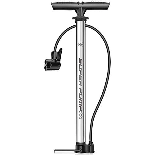 Bike Pump : BCGT Pump Bicycle Pump Lightweight, Portable Household Inflatable Tube Pump Football Adaptor (Color : Silver)