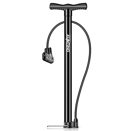 Bike Pump : BCGT Pump Bicycle Pump Portable Bike Floor Pump Multifunction Bicycle Air Pump for Bike Toys Basketball (Color : Black)