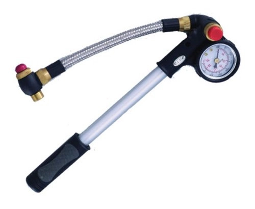 Bike Pump : beto 400Psi Shock Pump withGauge and Bleed Valve - Silver