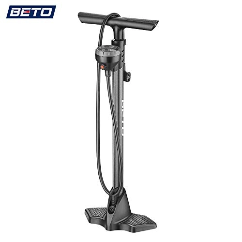 Bike Pump : Beto Unisex's with Top Bike Bicycle Floor Pump Mounted Gauge Universal Value for Presta Schrader Dunlop 160 PSI MAX by World