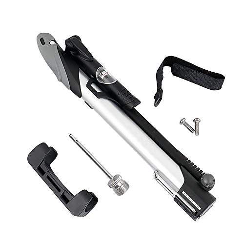 Bike Pump : BGROESTWB Frame Mounted Pumps Floor Crawler Tire Inflator Outdoor Riding Equipment Bicycle Air Pump Bicycle Aluminum Alloy Portable Bicycle Pump (Color : Silver, Size : 275mm)
