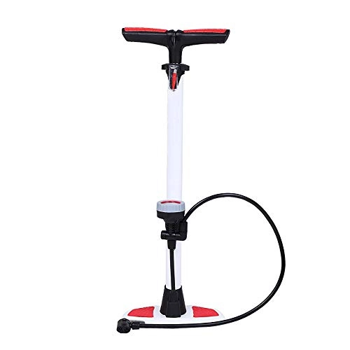 Bike Pump : BGROESTWB Frame Mounted Pumps Riding Equipment Upright Bicycle Pump With Barometer Is Light And Convenient To Carry Riding Equipment Portable Bicycle Pump (Color : White, Size : 640mm)