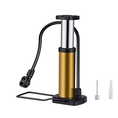 Bike Pump : Bicycle accessories for kids Bike Pump Mini Bike Floor Pump Foot Activated Bicycle Air Pump and Aluminum Alloy Portable Mountain Bike Tire bicycle accessories for men (Color : Gold)